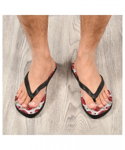 Flip Flops for Women Men Watercolor Flowers Poppy Flip Flops Womens Slides Men Sandals Shower Slippers Summer Non-Slip Flipfl...