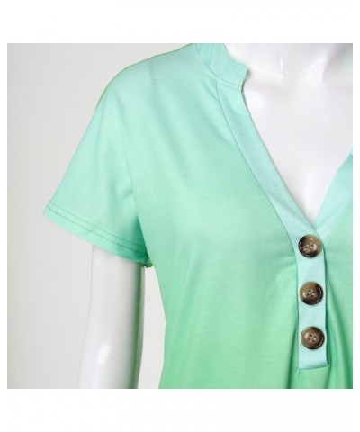 Women's Casual Gradient Printed Button V Neck T Shirt Fashion Womens Tee Shirt Loose Green $9.80 Sandals