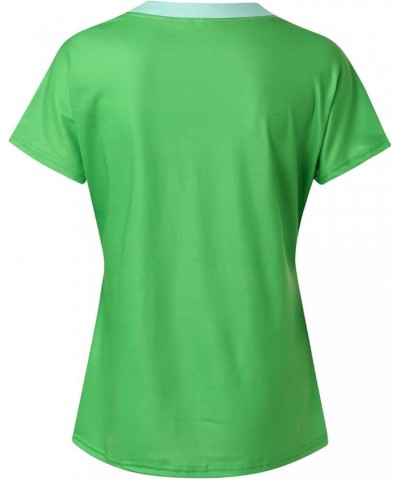 Women's Casual Gradient Printed Button V Neck T Shirt Fashion Womens Tee Shirt Loose Green $9.80 Sandals