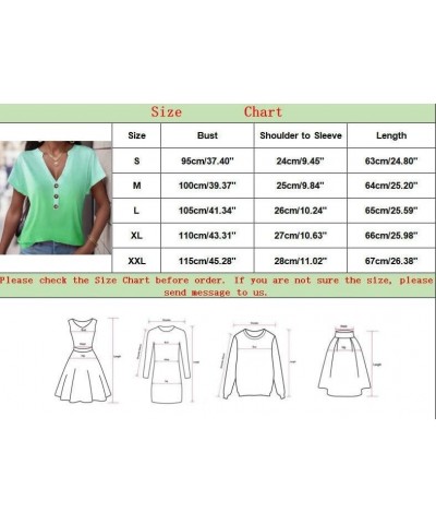 Women's Casual Gradient Printed Button V Neck T Shirt Fashion Womens Tee Shirt Loose Green $9.80 Sandals