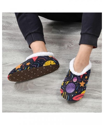 Cartoon Stars Spacecraft Outdoor Slippers Cotton House Shoes Closed Back Winter Non-Slip Fuzzy Feet Slippers for Indoor Boys ...