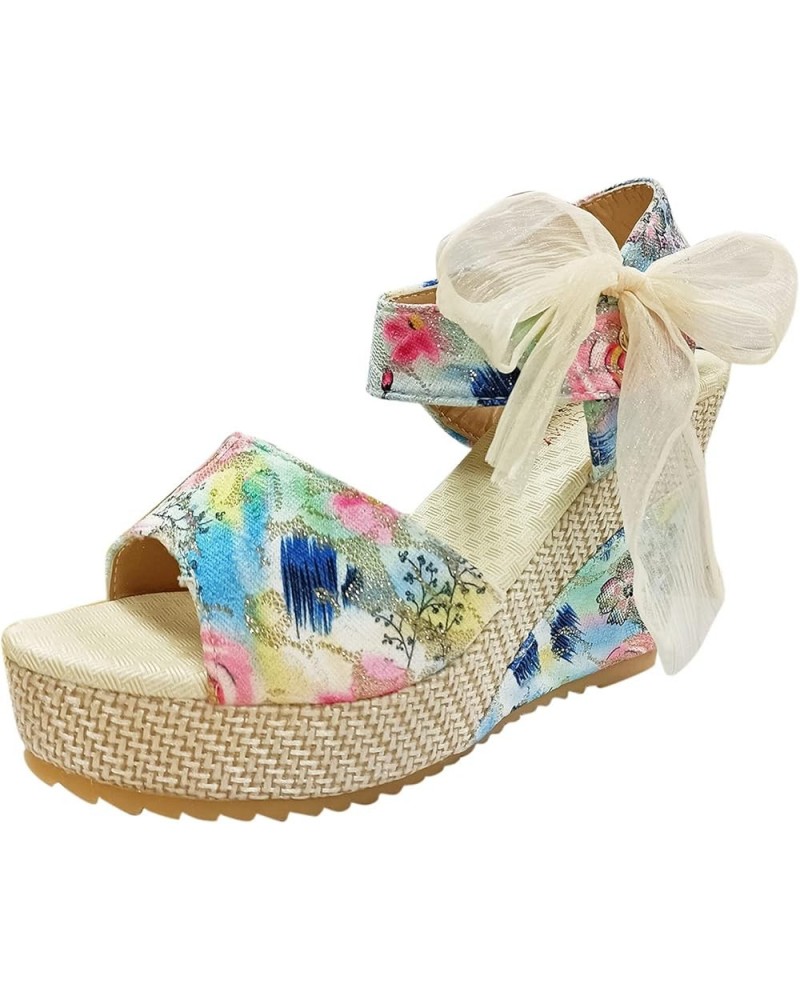 Sandals Women Comfortable, Platform Sandals for Woman 2024 Dressy Summer Wedge Open Toe Strap Espadrilles Sandal Z12-blue $14...