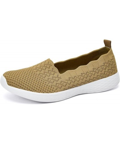 Women's Flats Casual Shoes Slip on Walking Shoes-Lightweight Low-Top Knit Loafer Sneaker A/Khaki $11.60 Athletic Shoes