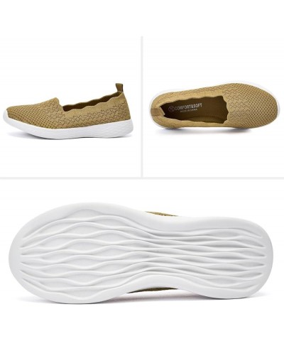 Women's Flats Casual Shoes Slip on Walking Shoes-Lightweight Low-Top Knit Loafer Sneaker A/Khaki $11.60 Athletic Shoes