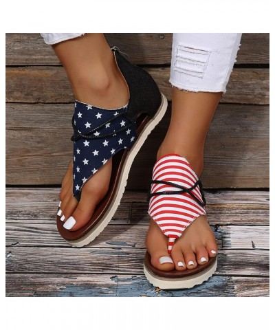 Sandals Women American Flag Sandals for Women Independence Day Shoes Peep Toe Independence Day Gladiator Sandal Women Shoes G...