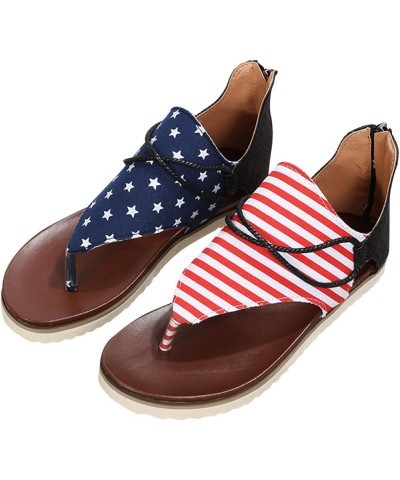 Sandals Women American Flag Sandals for Women Independence Day Shoes Peep Toe Independence Day Gladiator Sandal Women Shoes G...