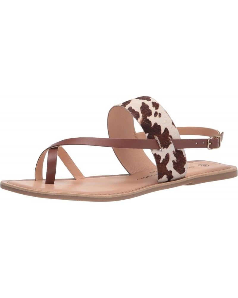 Women's Candi Flat Sandal Brown/Cream $17.73 Sandals