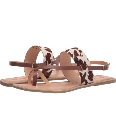 Women's Candi Flat Sandal Brown/Cream $17.73 Sandals