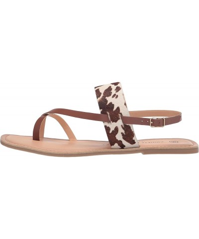 Women's Candi Flat Sandal Brown/Cream $17.73 Sandals