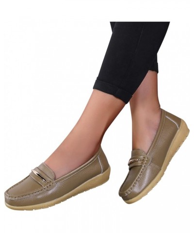 Slip on Loafer Shoes for Women Dressy Comfortable Round Toe Flats Shoes Classic Leather Dress Shoes Casual Flat Walking Sneak...