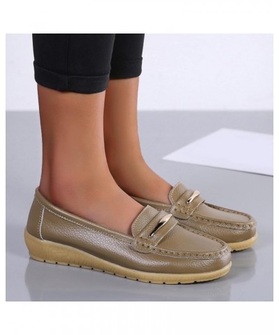 Slip on Loafer Shoes for Women Dressy Comfortable Round Toe Flats Shoes Classic Leather Dress Shoes Casual Flat Walking Sneak...