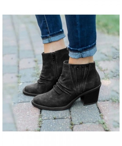 Ankle Boots for Women Dressy White Womens Wide Width Ankle Boots Cowboy Boots for Women Low Heel V Cut Ankle Booties Suede An...