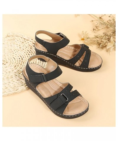 Sandals for Women Wedge Premium Orthopedic Open Toe Sandlas Anti-Slip Ladies Arch Support Sandals Summer Hook and Loop Comfy ...