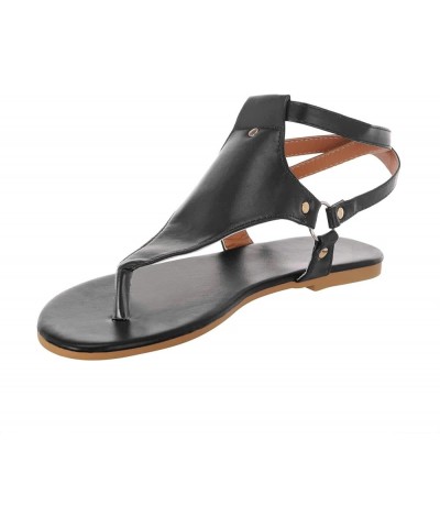 Ladies Peep Toe Slip On Buckle Ankle Strap Falt Beach Slingback Summer 2024 Sandals for Women Dressy Summer Slippers Black $1...