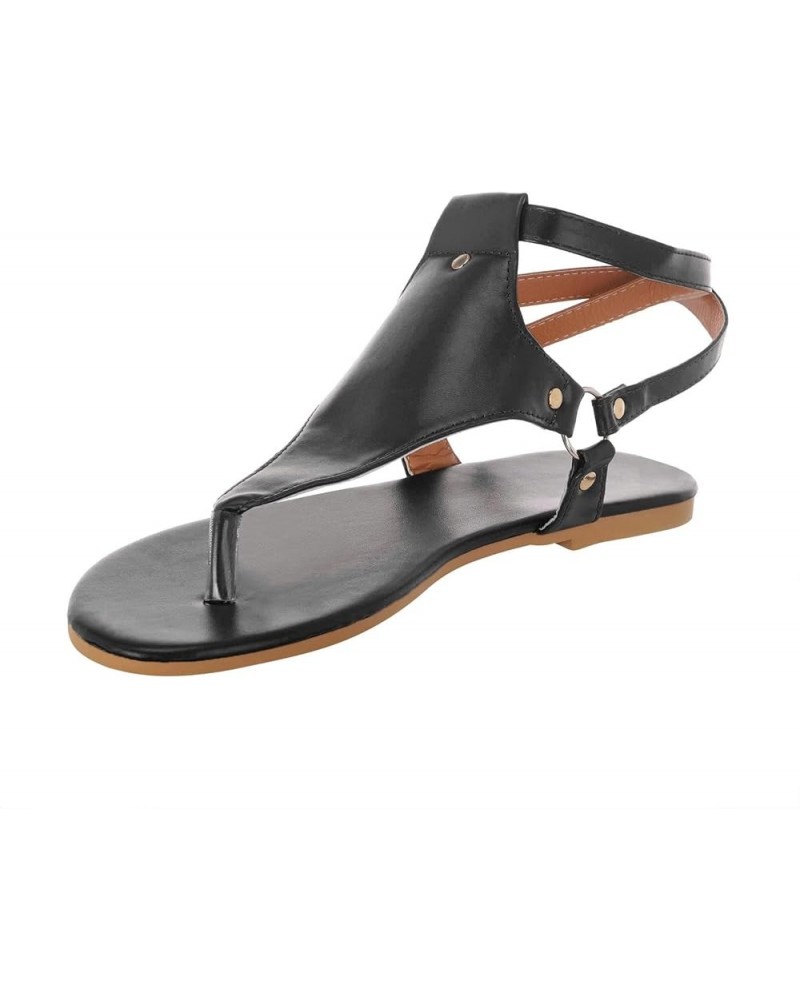 Ladies Peep Toe Slip On Buckle Ankle Strap Falt Beach Slingback Summer 2024 Sandals for Women Dressy Summer Slippers Black $1...