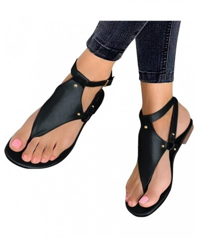 Ladies Peep Toe Slip On Buckle Ankle Strap Falt Beach Slingback Summer 2024 Sandals for Women Dressy Summer Slippers Black $1...