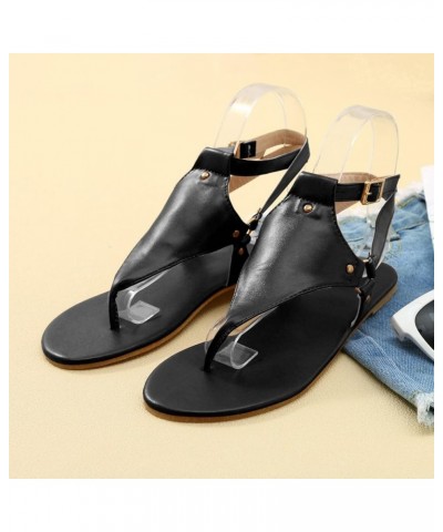 Ladies Peep Toe Slip On Buckle Ankle Strap Falt Beach Slingback Summer 2024 Sandals for Women Dressy Summer Slippers Black $1...