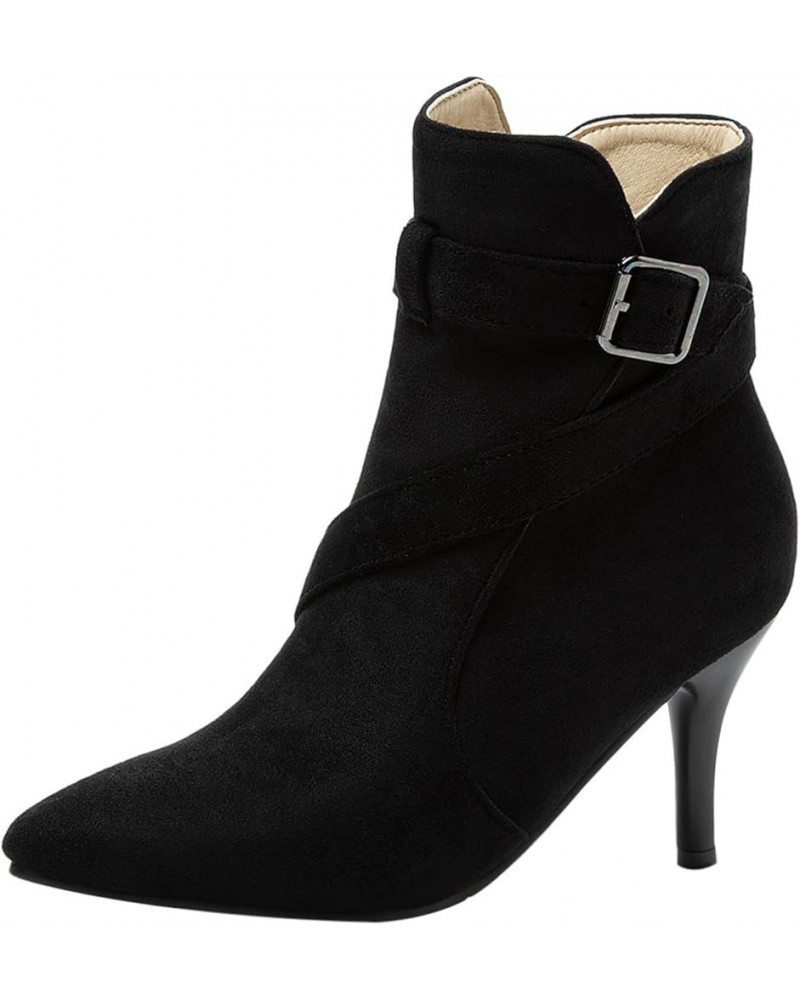 Women Pointed Toe Winter Dress Stiletto Heels Ankle Boots Zip Black 2 $24.17 Boots