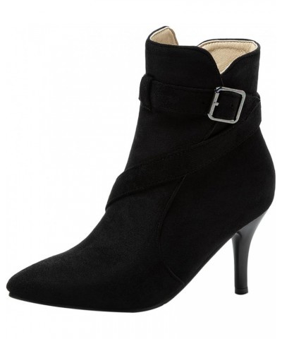 Women Pointed Toe Winter Dress Stiletto Heels Ankle Boots Zip Black 2 $24.17 Boots