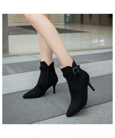 Women Pointed Toe Winter Dress Stiletto Heels Ankle Boots Zip Black 2 $24.17 Boots