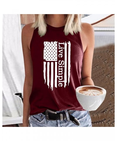 Women's Fashion Spring Summer Printed Round Neck Sleeveless Casual Top Tank Top Womens Tops Summer Wine $11.79 Flats