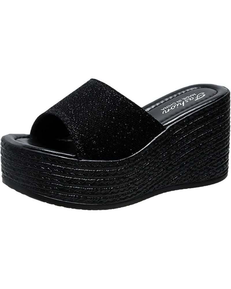 Sandals Women Espadrill Sandals for Women Sequins Thick Bottom Sandals Breathable Slip-On Sandals Fashion Slide Sandals Solid...