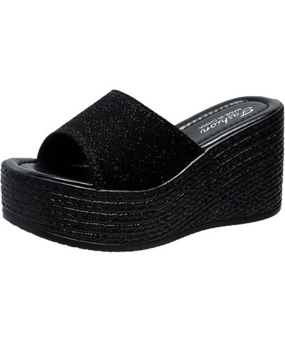 Sandals Women Espadrill Sandals for Women Sequins Thick Bottom Sandals Breathable Slip-On Sandals Fashion Slide Sandals Solid...