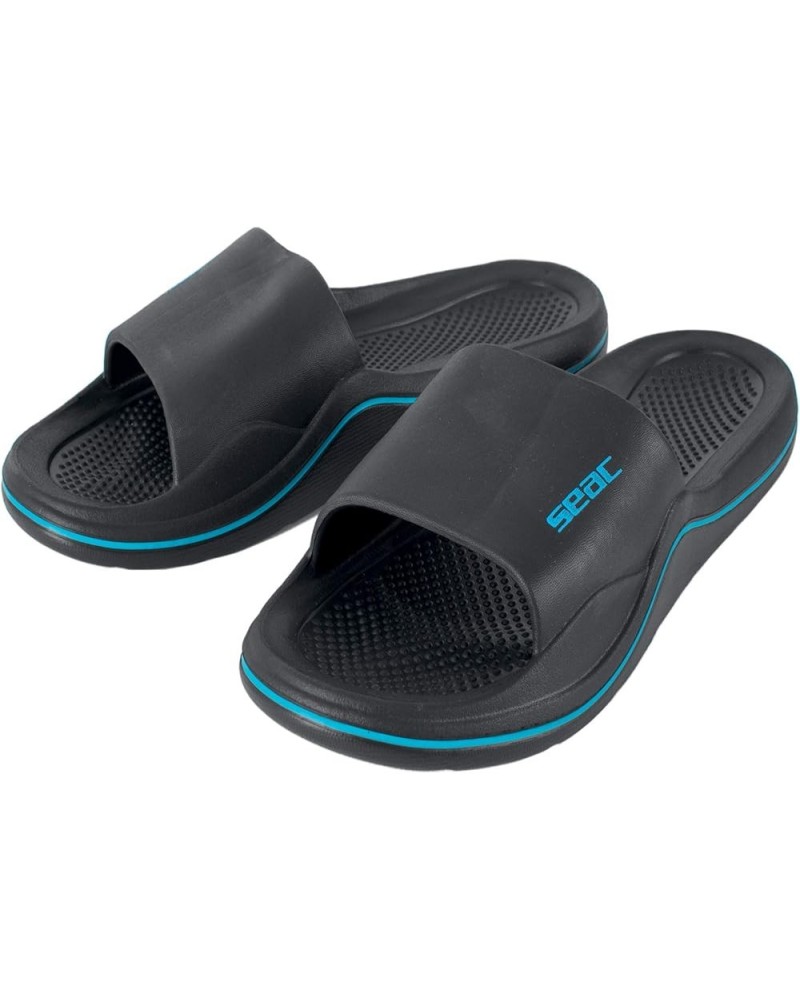 Unisex-Adult Open-Back Rubber Slippers for Beach and Pool US 11.5 Black Blue $14.40 Slippers