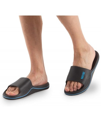 Unisex-Adult Open-Back Rubber Slippers for Beach and Pool US 11.5 Black Blue $14.40 Slippers