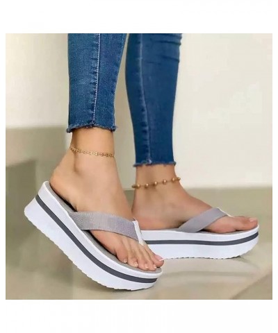 LONG-M Women Sandals New Women Heels Sandals Platform Wedges Shoes for Women 41 Grey $15.99 Sandals