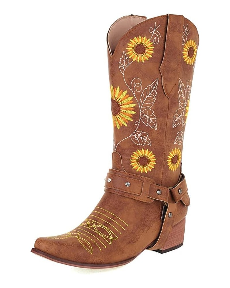 Women's Cowboy Boots Western Cowgirl Boots Retro Pointed Toe Boots 10 Brown $31.67 Boots