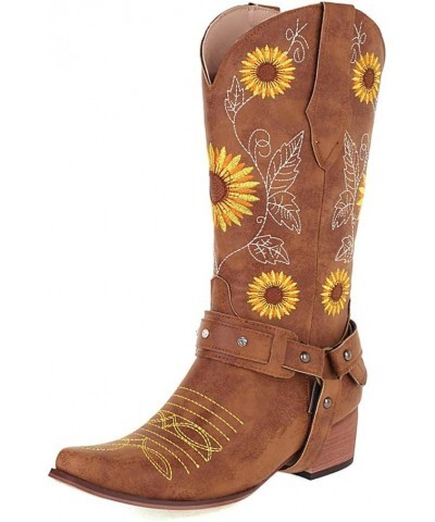 Women's Cowboy Boots Western Cowgirl Boots Retro Pointed Toe Boots 10 Brown $31.67 Boots