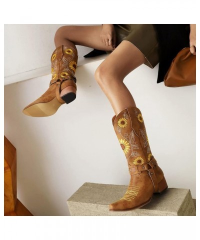 Women's Cowboy Boots Western Cowgirl Boots Retro Pointed Toe Boots 10 Brown $31.67 Boots