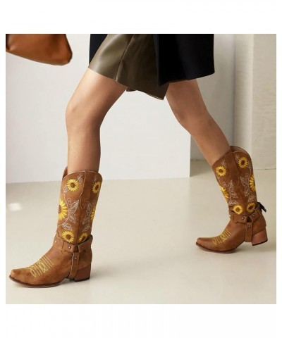 Women's Cowboy Boots Western Cowgirl Boots Retro Pointed Toe Boots 10 Brown $31.67 Boots