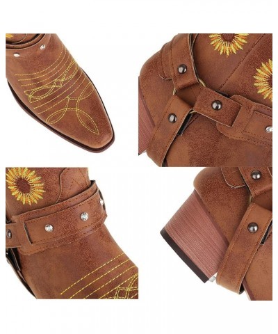 Women's Cowboy Boots Western Cowgirl Boots Retro Pointed Toe Boots 10 Brown $31.67 Boots