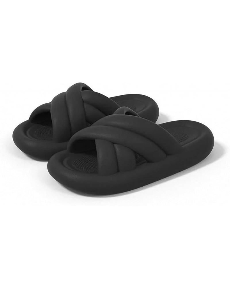 Thick Platform Cloud Slippers Women Buckle Soft Sole Pillow Slides Sandals Woman Summer Beach Non-Slip Flip Flops Black $13.7...