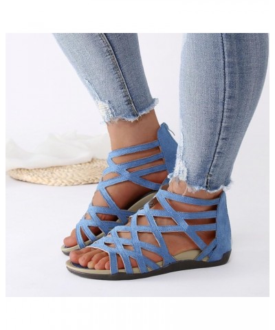 Comfortable Sandals For Women Sandals Women Fashion Sandal Heels For Women Beige Sandals For Women Dressy G-blue $15.16 Athle...