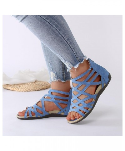 Comfortable Sandals For Women Sandals Women Fashion Sandal Heels For Women Beige Sandals For Women Dressy G-blue $15.16 Athle...