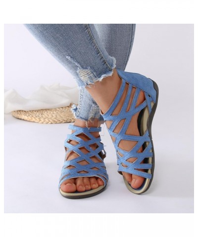 Comfortable Sandals For Women Sandals Women Fashion Sandal Heels For Women Beige Sandals For Women Dressy G-blue $15.16 Athle...