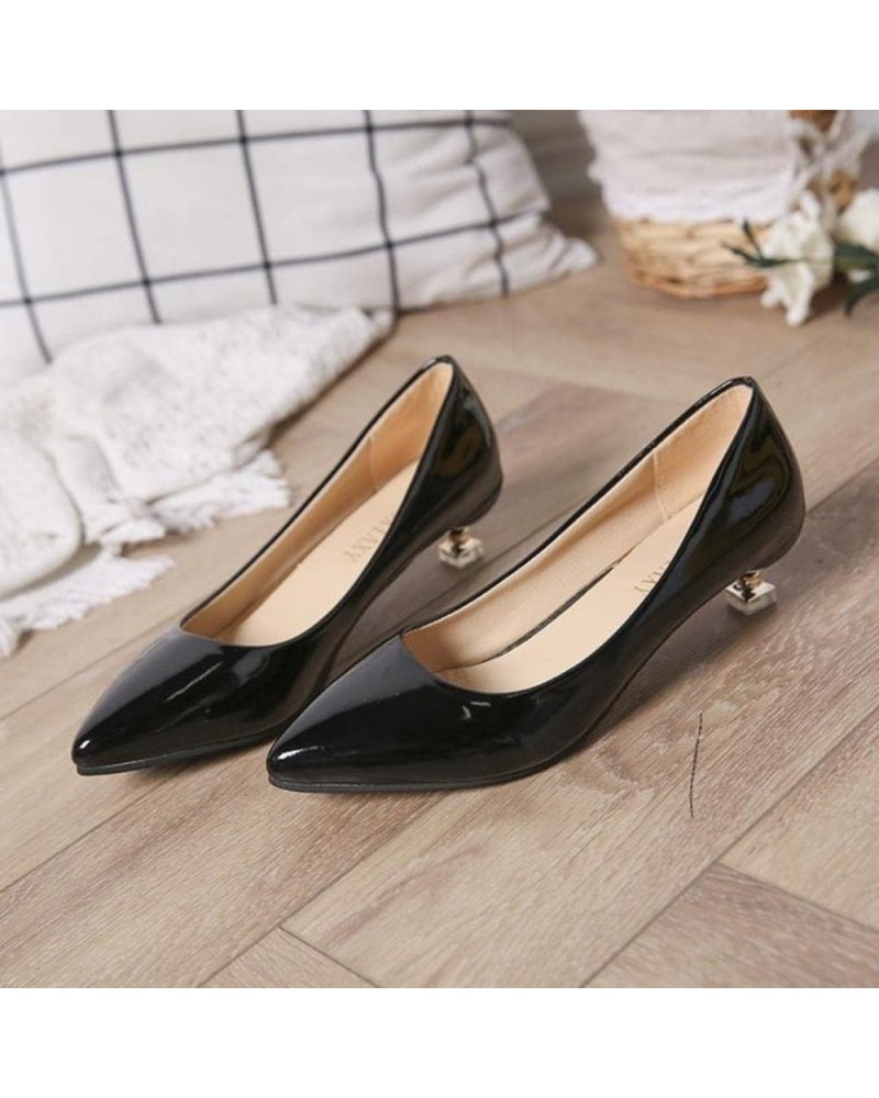 Simple Comfort Low-heeled Pumps Womens 3CM Pointed Cat Heel Pink High Heels Stiletto Bridesmaid Wedding Shoes Career Work Sho...