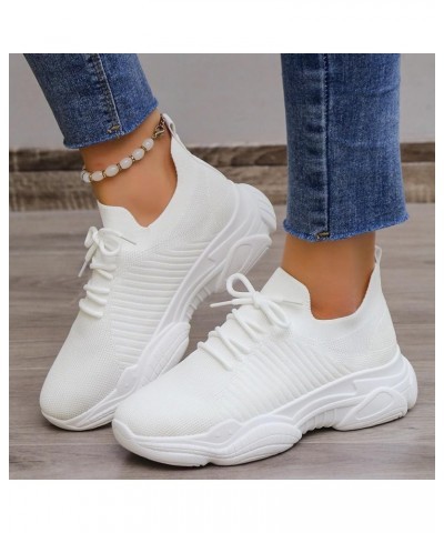 Walking Shoes Women Sneakers Lightweight Breathable Casual Daily Shoes Zapatillas de Mujer - White Platform Sneakers White-c ...