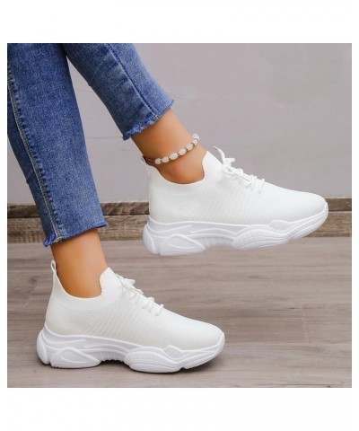 Walking Shoes Women Sneakers Lightweight Breathable Casual Daily Shoes Zapatillas de Mujer - White Platform Sneakers White-c ...