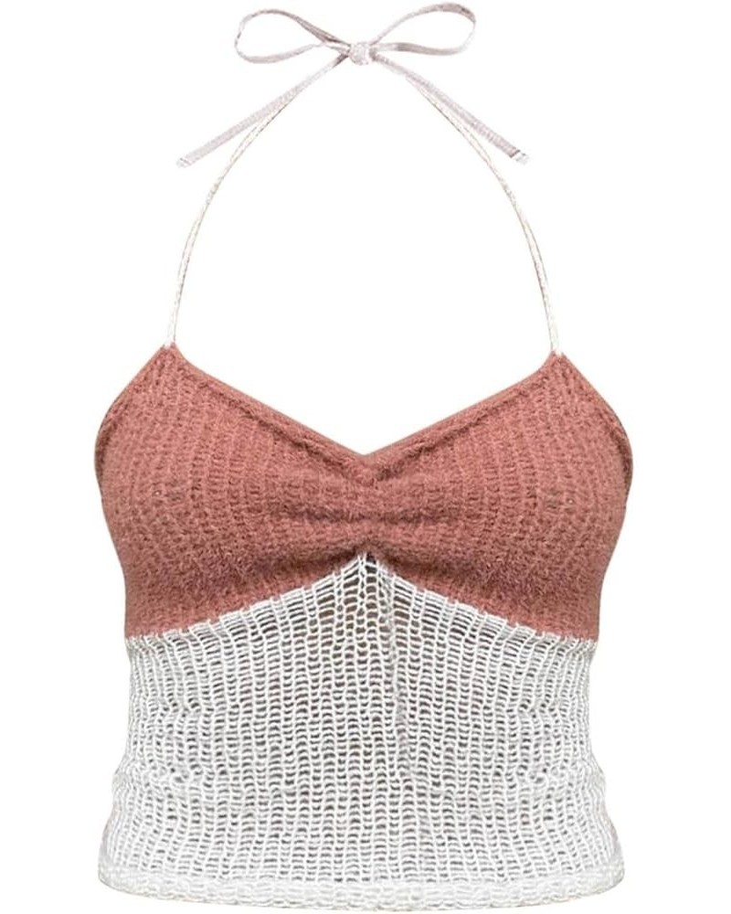 Cardigan Bodysuit Knit Contrast Color Stitching Camisole Vest Athletic Undershirt Women Pink- Vest for Women 2024 $10.13 Athl...