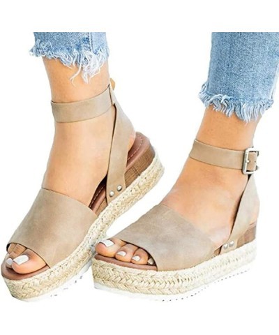 Women Sport Sandal Platform Flats Shoes Women Dressy Comfortable Silver Womens Sandals Sandalias De Mujer Flats Sandal Khaki-...