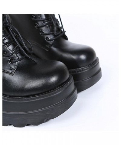 Platform Boots Goth Womens Wedge Heel Lace Up Combat Boots Lug Sole Punk Black Motorcycle Boots Gothic Ankle Booties Black $2...