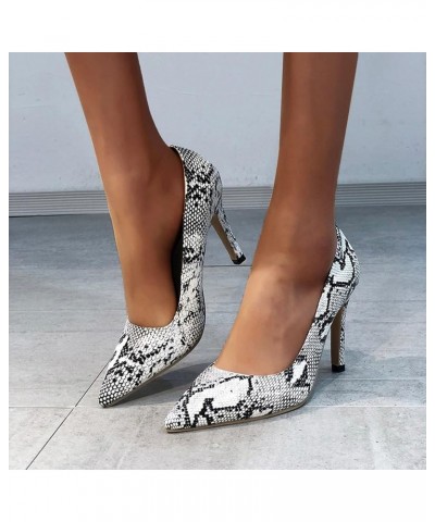 Pumps Heels for Women Sexy, Trendy Snakeskin Pattern Pointed Toe Stilettos Comfortable Leather Slip-on Casual Heels for Women...