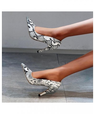 Pumps Heels for Women Sexy, Trendy Snakeskin Pattern Pointed Toe Stilettos Comfortable Leather Slip-on Casual Heels for Women...