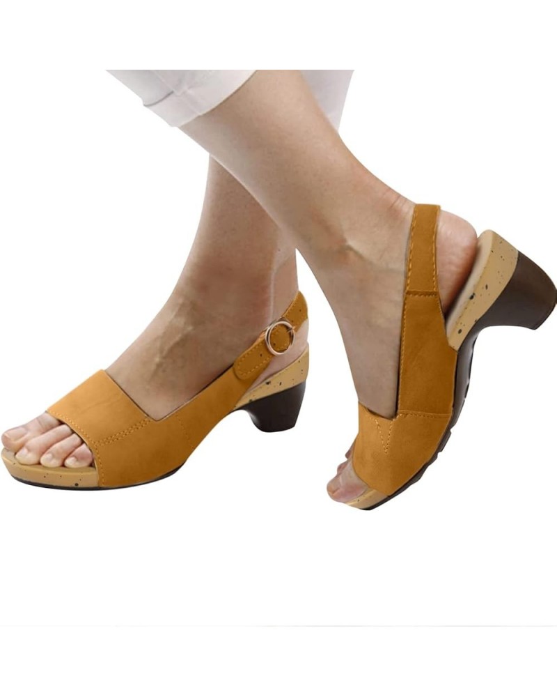 Summer Sandals for Women 2023 Wide Sandals Women Dressy Orthopedic Open Toe Fashion Casual Sandals with Ankle Strap Yellow $1...