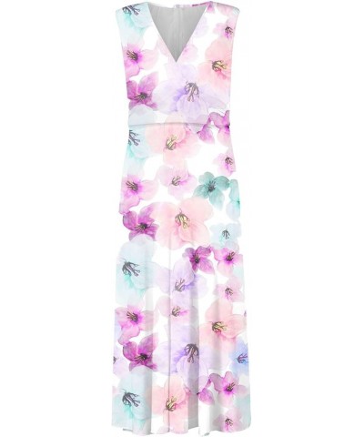 Sundresses for Women Flowy Wrap V Neck Maxi Dress Floral Print Elegant Long Dresses Cap Sleeve Swing Sundresses 5-pink $10.53...