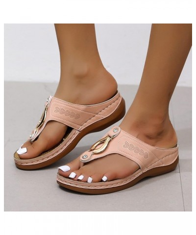 Summer Sandals for Women 2023 Trendy Sandals Women Wide Orthopedic Arch Support Clip Toe Platform Non Slip Sandals Pink $11.8...